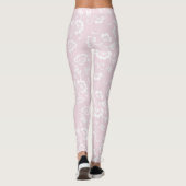coole roze witte bloemen bloemheupontwerp leggings (Achterkant)