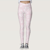 coole roze witte bloemen bloemheupontwerp leggings (Voorkant)