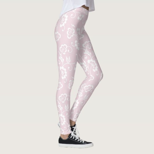 coole roze witte bloemen bloemheupontwerp leggings (Rechts)