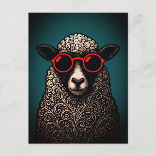 Coole Schaap Muurkunst Briefkaart (Voorkant)