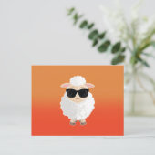 Coole Schaap Zonnebril Oranje Gradiënt Moppige Car Briefkaart (Staand voorkant)
