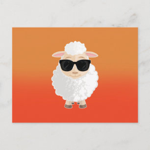 Coole Schaap Zonnebril Oranje Gradiënt Moppige Car Briefkaart