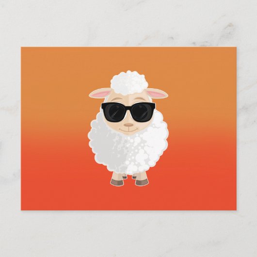 Coole Schaap Zonnebril Oranje Gradiënt Moppige Car Briefkaart (Voorkant)
