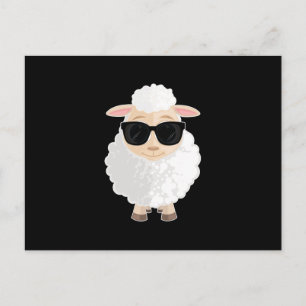 Coole Schaap Zonnebril Zwarte Achtergrond Moppig  Briefkaart