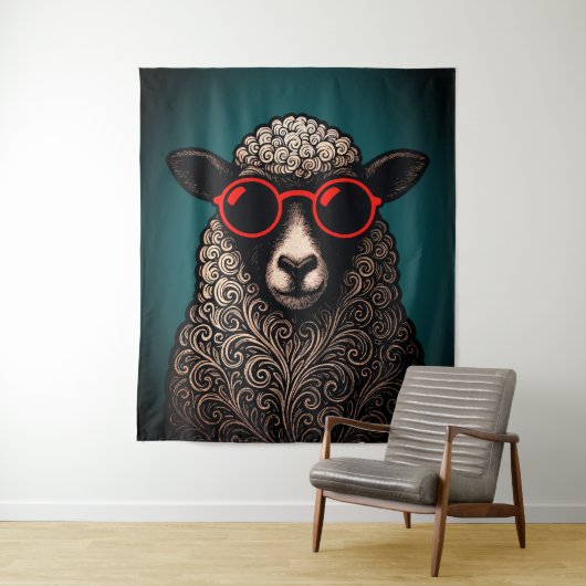 Coole Schapen Muurkunst Wandkleed (In situ)