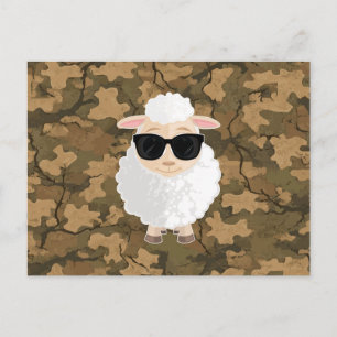 Coole Schapen Zonnebril Blad Camouflage Schattig C Briefkaart