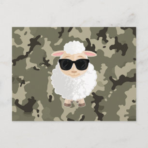 Coole Schapen Zonnebril Groene Camouflage Cartoon  Briefkaart