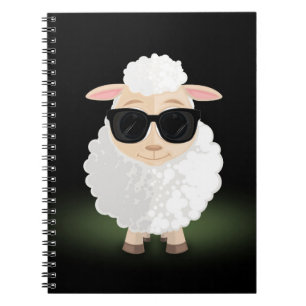 Coole Schapen Zonnebril Neon Groen Cartoon Estheti Notitieboek