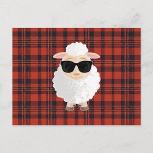 Coole Schapen Zonnebril Oranje Zwart Geruit Schatt Briefkaart