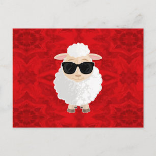 Coole Schapen Zonnebril Rode Abstracte Textuur Sch Briefkaart