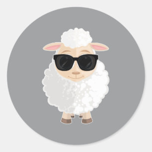 Coole Schapen Zonnebril Ronde Sticker Cute Cartoon