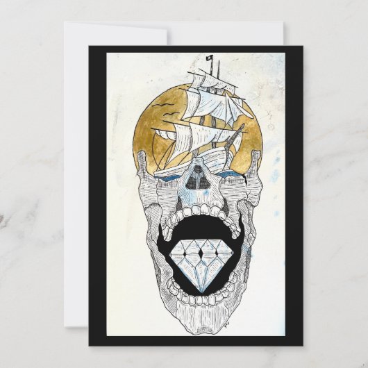 coole schedel kunst feestdagenkaart (Voorkant)