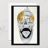 coole schedel kunst feestdagenkaart (Voorkant / Achterkant)