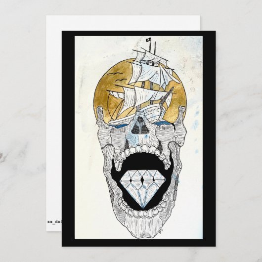 coole schedel kunst feestdagenkaart (Voorkant / Achterkant)