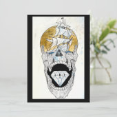 coole schedel kunst feestdagenkaart (Staand voorkant)