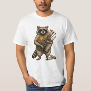 Coole schilderende wasbeer illustratie t-shirt