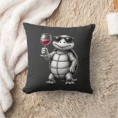 coole schildpad die rode wijn drinkt kunstprint_1 kussen (Deken)