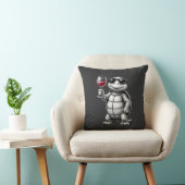 coole schildpad die rode wijn drinkt kunstprint_1 kussen (Stoel)