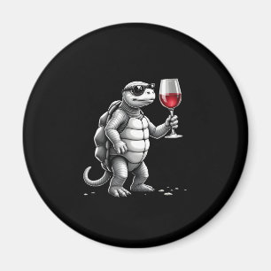 coole schildpad die rode wijn drinkt kunstprint_1 magneet