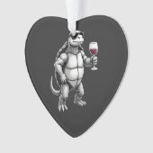 coole schildpad die rode wijn drinkt kunstprint_1  ornament (voorkant)