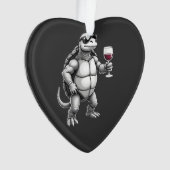 coole schildpad die rode wijn drinkt kunstprint_1  ornament (voorkant)