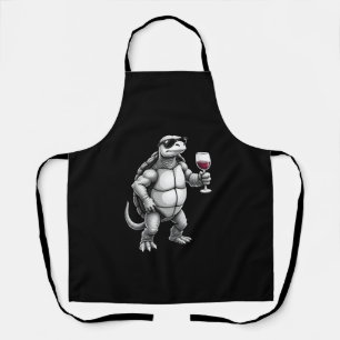 coole schildpad die rode wijn drinkt kunstprint_1 schort