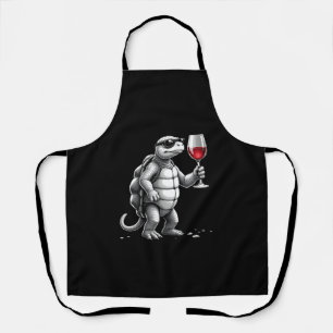 coole schildpad die rode wijn drinkt kunstprint_1 schort