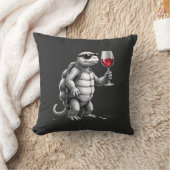 coole schildpad drinkt rode wijn kunstprint_1 (2) kussen (Deken)