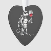 coole schildpad drinkt rode wijn kunstprint_1 (2) ornament (voorkant)