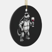 coole schildpad drinkt rode wijn kunstprint_1 (3) keramisch ornament (Rechts)