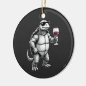 coole schildpad drinkt rode wijn kunstprint_1 (3) keramisch ornament (Links)