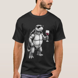 coole schildpad drinkt rode wijn kunstprint_1 (3) t-shirt