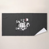 coole schildpad drinkt rode wijn kunstprint_1 (4) badhanddoek (Badhanddoek)