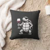 coole schildpad drinkt rode wijn kunstprint_1 (4) kussen (Deken)
