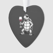 coole schildpad drinkt rode wijn kunstprint_1 (4) ornament (voorkant)