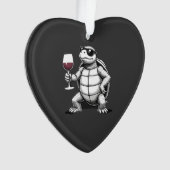 coole schildpad drinkt rode wijn kunstprint_1 (4) ornament (voorkant)
