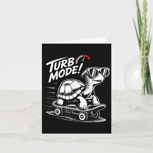 Coole Schildpad Op Skateboard Grappige Turbo Vinta Kaart (Voorkant)