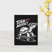 Coole Schildpad Op Skateboard Grappige Turbo Vinta Kaart (Gele Bloem)