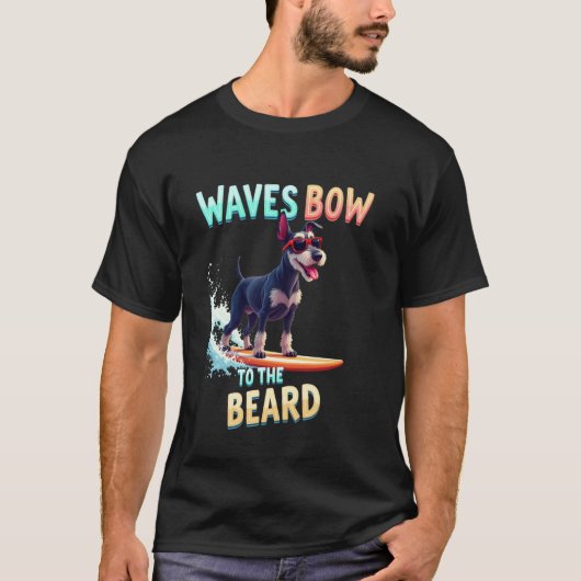Coole Schnauzer Surfende Hond T-shirt (Voorkant)