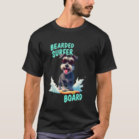 Coole Schnauzer Surfende Hond T-shirt (Voorkant)