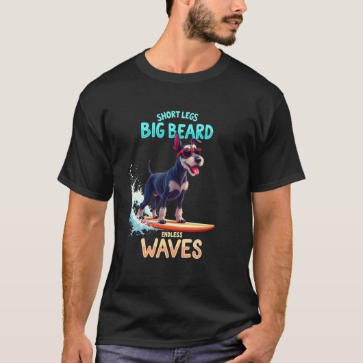 Coole Schnauzer Surfende Hond T-shirt (Voorkant)