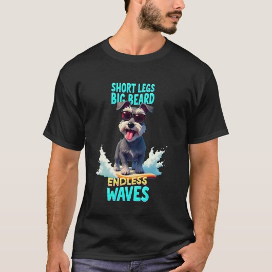 Coole Schnauzer Surfende Hond T-shirt (Voorkant)