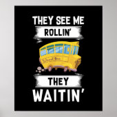 coole schoolbusbestuurster poster (Voorkant)