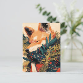 Coole Shiba Inu in de Kerst Winter Feestdagenkaart