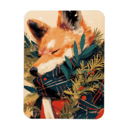 Coole Shiba Inu in de Kerst Winter Magneet