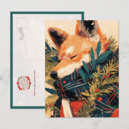 Coole Shiba Inu in de Kerstwinter Briefkaart