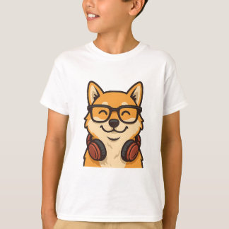 Coole Shiba Inu met Bril & Koptelefoon — Leuke Hon T-shirt