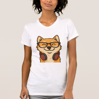 Coole Shiba Inu met Bril & Koptelefoon — Leuke Hon T-shirt