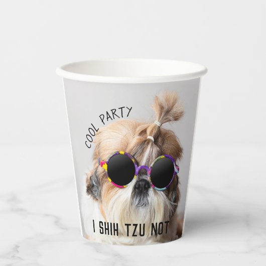 Coole Shih Tzu Niet leuk schattige Zonnebril party Papieren Bekers (Voorkant)