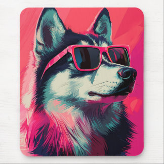 Coole Siberische Husky-hond met zonnebril Muismat